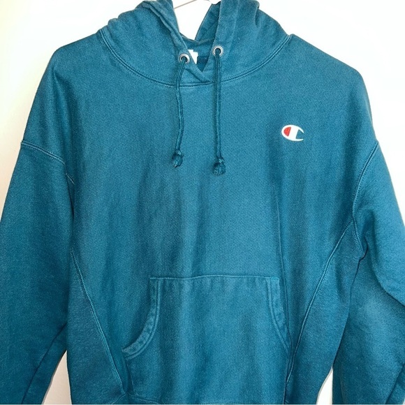 Champion Reverse Weave Women’s Dark Teal Hoodie Size Medium - Picture 6 of 7